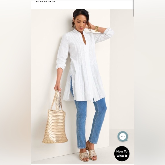 Soft Surroundings Tops - Soft Surroundings White Embroidered Blouse Tunic